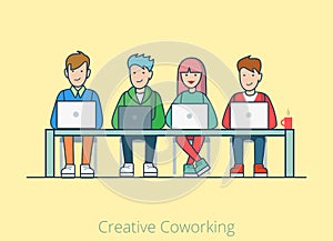 Creative coworking work flat web infographic conce photo