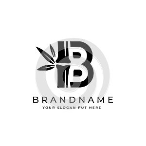 Creative and modern Black Bamboo B Letter logo design template vector eps photo
