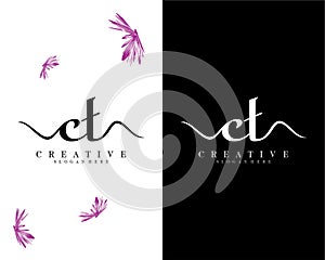 Creative ct, tc letter logo design vector