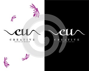 Creative cu, cu letter logo design vector