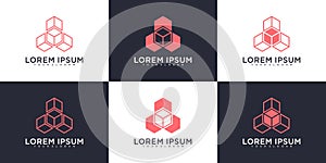 Creative cube logo vector with unique shape. Premium Vector