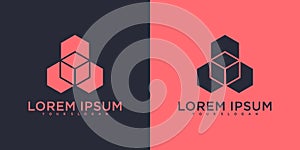 Creative cube logo vector with unique shape. Premium Vector