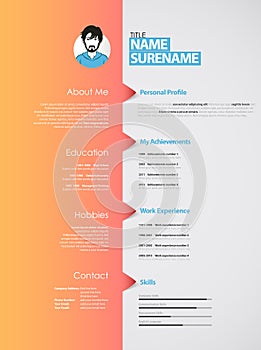 Creative curriculum vitae template with orange stripe.