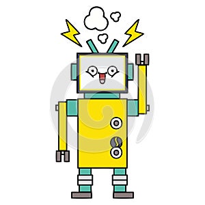 A creative cute cartoon happy robot