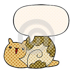 A creative cute cartoon snail and speech bubble in comic book style