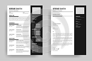 Creative CV resume template design and minimalist letterhead or cover letter layout design