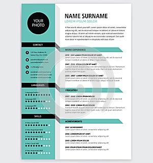 Creative CV / resume template green color minimalist