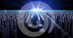 Creative 3d illustration of stream of binary code. Computer matrix background art design. Abstract concept graphic data,