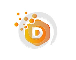 Creative D letter logo. Letter D Logo Design with Hexagon. D letter and bubble logo. Hexagon D letter logo photo