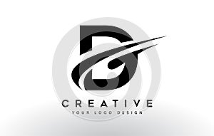 Creative D Letter Logo Design with Swoosh Icon Vector photo