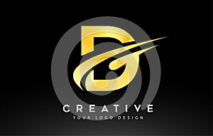 Creative D Letter Logo Design with Swoosh Icon Vector photo