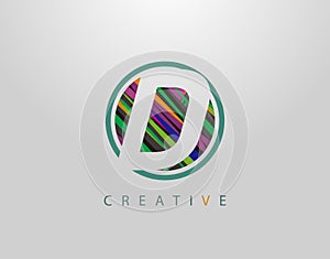 Creative D Letter Logo. Modern Abstract Circle Geometric Initial D Icon Design photo