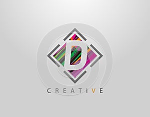 Creative D Letter Logo. Modern Abstract Square Geometric Initial D Icon photo