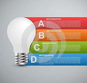 Creative 3D light bulb infographics design template.