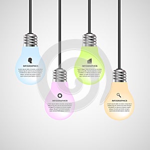 Creative 3D light bulb infographics design template.