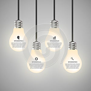 Creative 3D light bulb infographics design template.