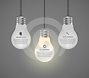 Creative 3D light bulb infographics design template.