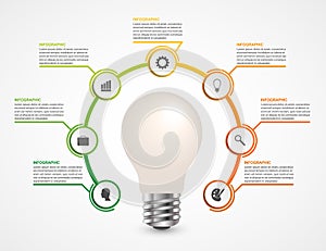 Creative 3D light bulb infographics design template.