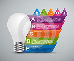 Creative 3D light bulb infographics design template.