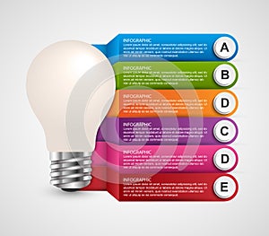 Creative 3D light bulb infographics design template.