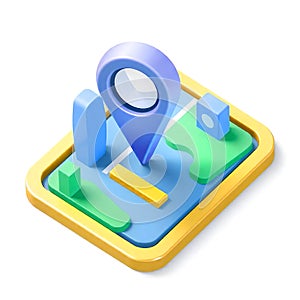 Creative 3D Map Location Icon Design photo