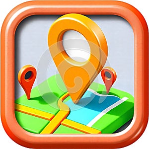 Creative 3D Map Location Icon Design photo