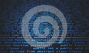 Creative dark coding texture with text