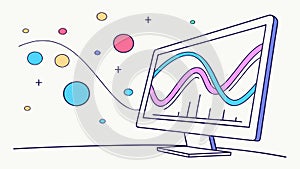 Creative Data Visualization on Computer Screen, vector design Generative AI