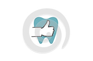 Creative Dental Thumb Tooth Logo Design Symbol Vector Illustration