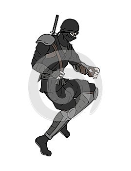 Creative design of black shinobi draw photo