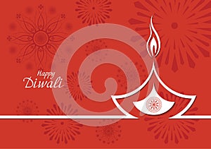 Creative design of burning diwali diya for greeting card