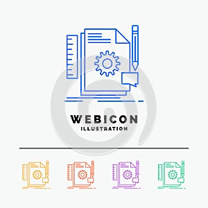 Creative, design, develop, feedback, support 5 Color Line Web Icon Template isolated on white. Vector illustration