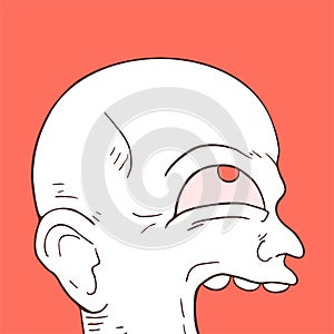Funny bald man draw