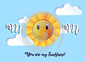 Creative design of a greeting card with a smiling sun