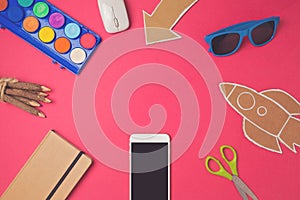 Creative design hero header image. Back to school modern website header background.