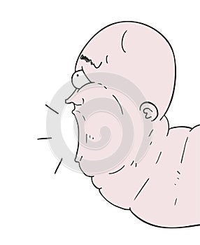 Screaming man head draw