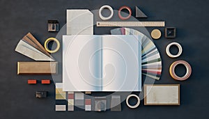 Creative Design Tools and Materials Flat Lay