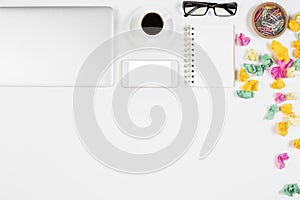 Creative designer desktop with smartphone