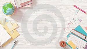 Creative Desk Flat Lay With Stationery and Notes