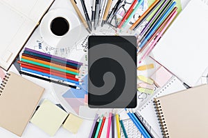 Creative desktop with empty touchpad