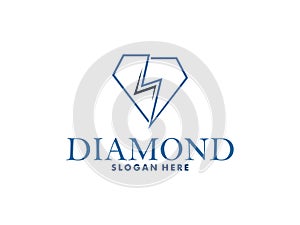 Creative Diamond line with lightning Logo vector and Icon Design Template