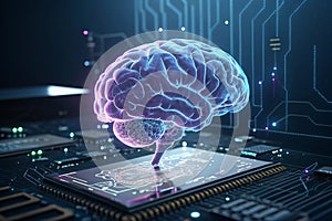 Creative Digital Brain Background Representing Artificial Intelligence and Technology