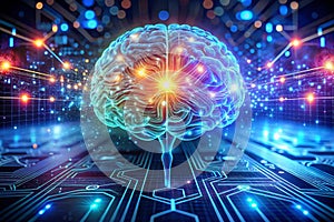 Creative Digital Brain Background Representing Artificial Intelligence and Technology