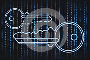 Creative digital key on coding language background. Technology and web access concept. 3D Rendering