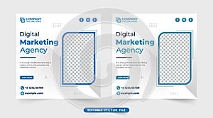 Creative digital marketing agency advertisement template vector with abstract shapes. Corporate marketing business social media