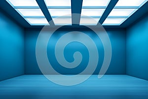 Creative display Empty blue room designed for artistic exhibitions