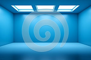 Creative display Empty blue room designed for artistic exhibitions