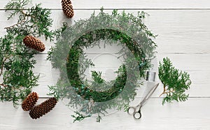 Creative diy hobby. Handmade craft christmas decoration, ornament and garland