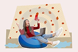 Creative drawing picture of autumn season fall leaves girl shoot gun bean bag eshop weird freak bizarre unusual fantasy