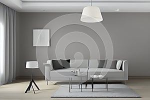 Creative Drawing Room, Wall Paint Color Primer Gray with Sofa